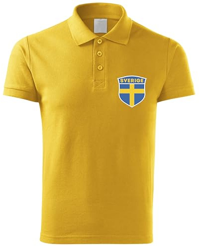 lepni.me Herr Sverige Fotbollspikétröja med ditt Namn och Nummer | Svenska flaggan Märke, Personlig Tröja Anpassad Topp | VM 2022 EM 2024 (3XL Gul Endast teamlogotyp)