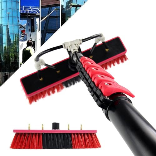Testa Spazzola per La Pulizia Delle Finestre, Wash Spazzolone Kit per La Pulizia, con Testa Spazzola Estesa da 55 cm, Adatta per La Pulizia dei Pannelli Fotovoltaici,10.8m(36ft)