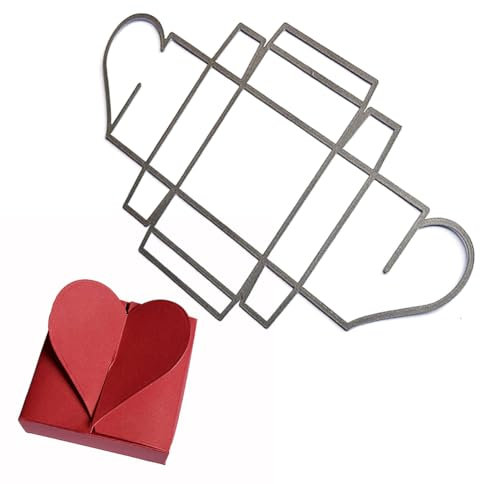 Uposao Herzförmige Box-Stanzformen Geschenkbox Stanzschablone Schachteln Liebesherz-Rahmen Prägeschablonen Vorlage Für Dekorative Prägung, Papier, Karten, DIY, Scrapbooking, Album