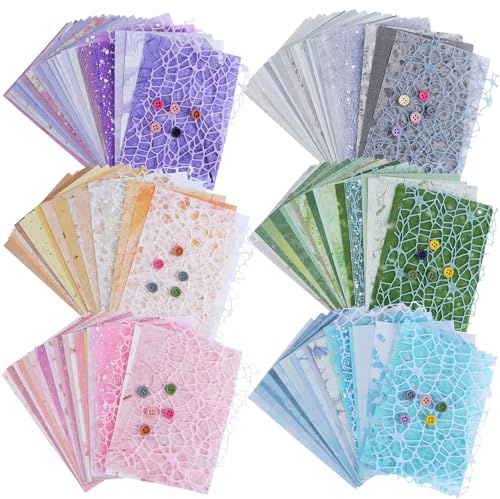 Scrapbooking Papier Scrapbook Zubehör Schöne Vintage Blätter Set 156Stk Junk Journaling Zubehör Geprägte wie auch Gedruckte Ebene Zettelchen für Karten Basteln und zum Basteln DIY Dekoration
