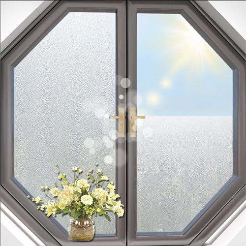 Milchglasfolie Fenster 50 x 145 cm, Selbstklebend Ohne Kleber Statische Blickdicht Matt, Sichtschutz Anti Uv, Tönungsfolie Fenster Verspiegelte, Rein matt