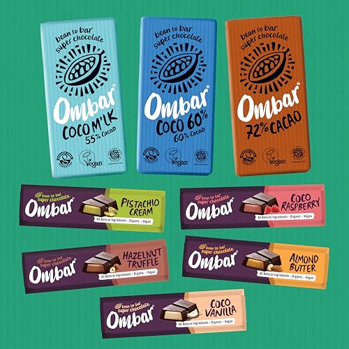 Ombar Vegan Chocolate Bar Bundle - Selection Pack with Filled Centres, Coco M'lk & Dark Chocolate Bars - Organic, Fair Trade, Dairy & Gluten Free (5 x 42g & 3 x 35g)