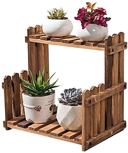 Estante de madera para flores, 2 niveles desmontables, estante de exhibición de escaleras de flores para jardín, patio, esquina, balcón, sala de estar, -A+30 cm