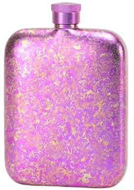 Pasdrucn Flasque A Alcool Titane Pur 6oz(177ml), Flasque A Alcool Personnalisable, Titane Flasque A Alcool Portable, Fiole Alcool, Flasque Whisky Flasques De Poche Portables Flasque (Violet)