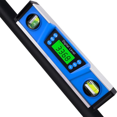 Livella digitale e goniometro, inclinometro elettronico a bolle da 25,4 cm, protezione IP54, con ampio display retroilluminato a LED e base magnetica con scanalatura a V, borsa per il trasporto