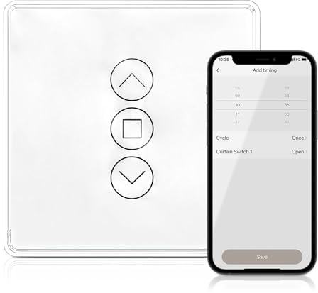 Interrupteur intelligent pour volet roulant sans fil - Compatible avec Alexa et Google Home - Minuterie et commande vocale - Nécessite un fil zéro