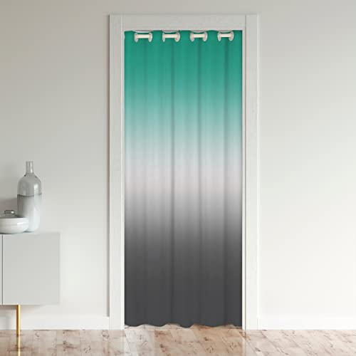 Cortina moderna abstracta de arcoíris de 106 x 203 cm, color verde, blanco y gris, degradado, panel de puerta, colorido, para dormitorio, armario, elegante pantalla de entrada