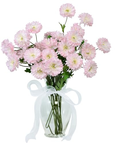 DuHouse Bouquet di 6 fiori artificiali di gerbera, margherite finte, per casa, giardino, cucina, matrimoni, decorazioni per feste (blush)