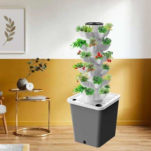 Hydroponiskt odlingstornssystem – 30-håls vertikal aquaponic-sats med återfuktande pumpadapter för inomhusträdgårdsarbete – effektiv hydroponisk odlingslösning
