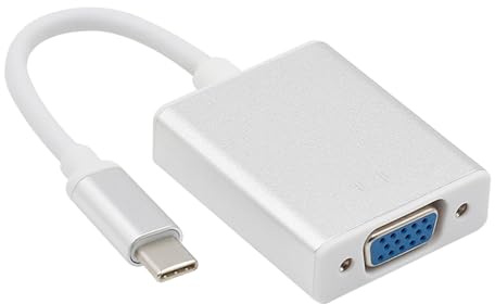 CLISPEED Type C to Vga Adapter Cable USB Male to Female Video Converter for Laptop Monitor Projector Silver with Reinforced Connector Plug and Play