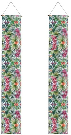 Tropical Plants Print Door Banners,Indoor Outdoor Decorative Hanging Banners For Parties And Celebrations