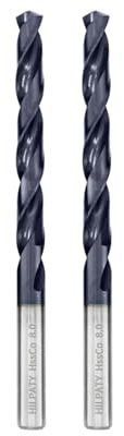 Hilpaty Cobalt Drill Bits 8.0mm x 2pcs M35 HSS Drill Bit for Metal, AlTiN Coating, Standard DIN 338 (8.0mm x 117mm x 2pcs)