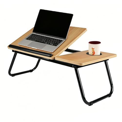 Table de Lecture sur Lit Pliable, Réglable en Hauteur et Inclinaison, Surface Anti-Dérapante, Gain d'Espace, Idéale pour Chambre et Travail à Domicile (Noir)