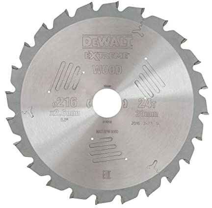 DeWalt Stationärkreissägeblatt / Kreissägeblatt Extreme (216/30mm 24WZ, schnelle Schnitte), DT4310