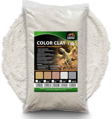 Terra Exotica Lehmpulver 5 kg - verschiende Farben zur Auswahl – Natürlicher Bodengrund für Terrarien | Ideal für Reptilien, Amphibien, Insekten, grabende Tiere | Naturlehm (Weiß, 5 Kg)