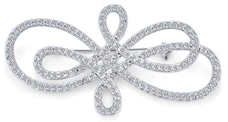 Bräutigam Elegante Große Statement Strudel Pave Cubic Zirconia Art Deco Vintage Stil Mode Unendlichkeit Brosche Pin Für Frauen Silber Vergoldet