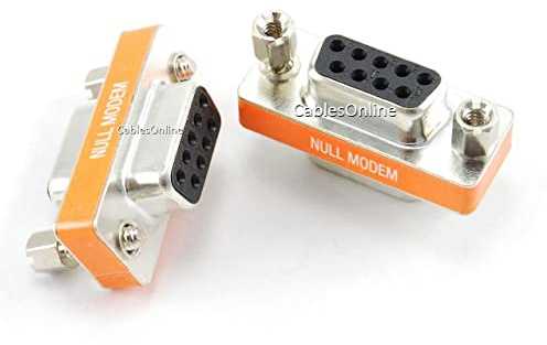 CablesOnline DB9 Null Modem Female to Female Slimline Data Transfer Adapter/Gender Changer, (2-Pack) (AD-N06M-2)