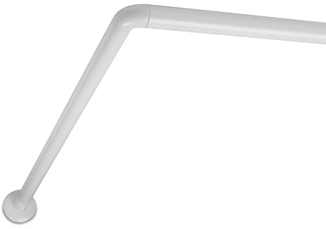 TATAY Barra angular para cortina de ducha, Aluminio, Blanco, 90x90cm