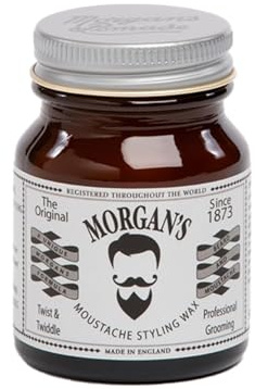 Morgan's Pomade Cire de Moustache, Cire Ultra-Rigide et Naturelle Parfaite pour Façonner et Coiffer les Moustaches avec Huiles Essentielles 50g