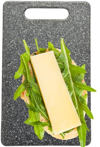 Small Black Chopping Board - 25 x 15cm Granite Effect. Hygienic, Knife Friendly When Cutting Or Preparing in The Kitchen. Scratch Resistant, Double-Sided Use, Ridged & Tough. Dishwasher Safe.