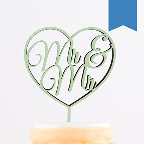 KLEINLAUT 3D-Schriftzug Cake Topper Mr. & Mr. im Herz in Größe: 25 x 32,3 cm - Dekobuchstaben - 32 Farben zur Wahl - Hellblau