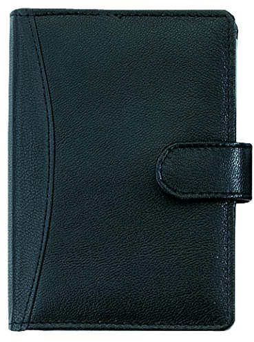 Systemplaner A7, Organizer aus Nappaleder/Echtleder, Managerplaner im DIN A7 Format, Terminplaner mit 4 Visitenkartenfächer und 1 Kugelschreiber, Terminkalender mit System 1 Woche / 2 Seiten