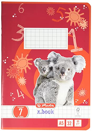 Herlitz Heft A5 Lineatur 07, holzfreies Papier, kariert, 80 g/m², 7 x 7 mm, 32 Blatt, weiß