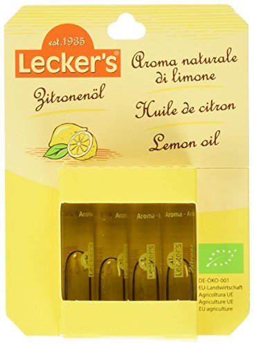 Lecker's Bio Zitronenöl (naturreines Zitronenaroma) 4 x 2 ml