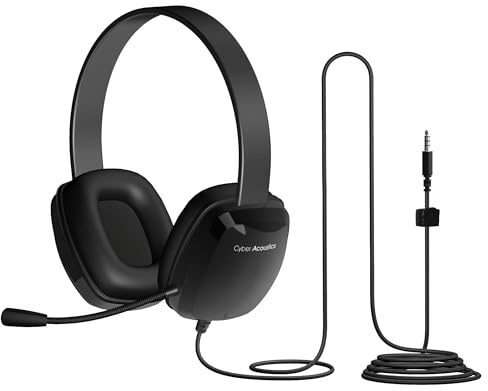 Cyber Acoustics Stereo PC Headset (AC-6008), 3.5mm Connection, Unidirectional Microphone with Flexible Boom for PC & Mac; Perfect for Classroom or Home