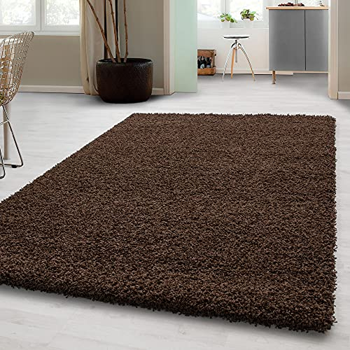 Carpetsale24 Shaggy Hochflor Teppich Läufer Flur 80 x 250 cm Braun - Weicher, Flauschiger Teppich Wohnzimmer – Moderner, Rutschfester Badezimmerteppich & Küchenläufer, Bettvorleger Schlafzimmer