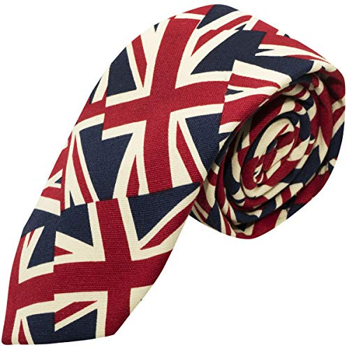 Cravatta Union Jack, cravatta da uomo, Gran Bretagna, Regno Unito, rosso/blu/bianco, taglia unica