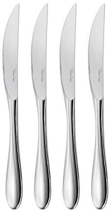 Robert Welch Bourton Bright Cutlery Steak Knife, Set of 4. Stainless Steel. Dishwasher Safe.