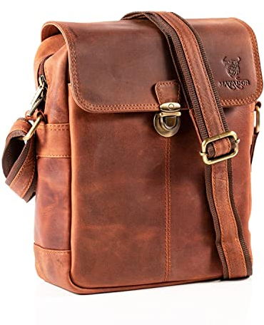 MATADOR Umhängetasche Schultertasche Tablettasche Freizeittasche Damen/Herren Vintage Braun