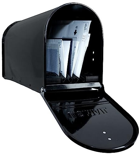 Cassetta postale in metallo per esterni, con inserto per cassetta postale per mantenere asciutta la posta, grande, zincata, accessori per casa, esterni, colore nero