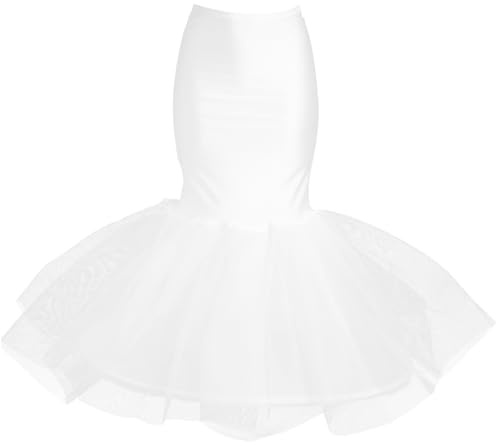 Jupon De Mariée Sirène Blanc Tulle Crinoline Légère Et Confortable Jupon Élastique Haute pour Robe De Mariée
