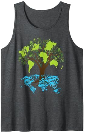 Earth Day Shirt Ecology Environmental Science Themed Shirt Tank Top, Men, Dark Heather Grey, XX-Large