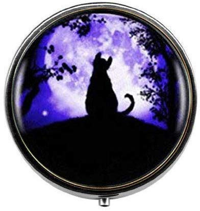 Boîte à pilules vintage en forme de chat noir fait à la main - Pour photos d'art - Boîte à dragées en verre