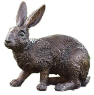 IDYL Bronze-Skulptur Hase | 28x16x34 cm | Tierfigur aus Bronze handgefertigt | Wetterfest