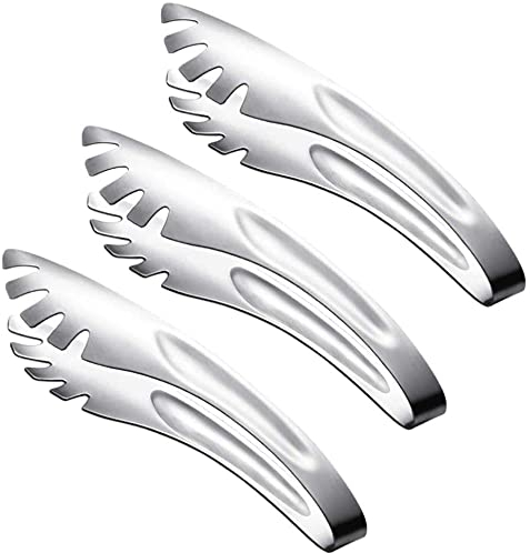 LATRAT 3 Stück Nudelzange Edelstahl Spaghetti Zange Essen Zange Servierzange L, Zange zum Kochen, Edelstahl Spaghetti Zange Küche Food Tong Servierzange