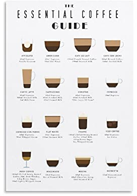 GNKIO The Essential Coffee Guide Poster Dekorative Malerei Leinwand Wandkunst Wohnzimmer Poster Schlafzimmer Malerei 12x18inch(30x45cm)