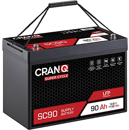 CranQ 12V 90Ah 1152Wh LiFePO4 Versorgungs-Batterie mit BMS 12,8V Lithium-Eisenphosphat SC90 LFP