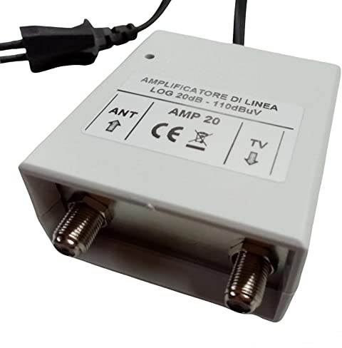Vsnetwork Amplificatore antenna TV digitale terrestre autoalimentato con filtro LTE/4G, Guadagno massimo 20 dB Regolabile, da interno, 1 ingresso / 1 uscita
