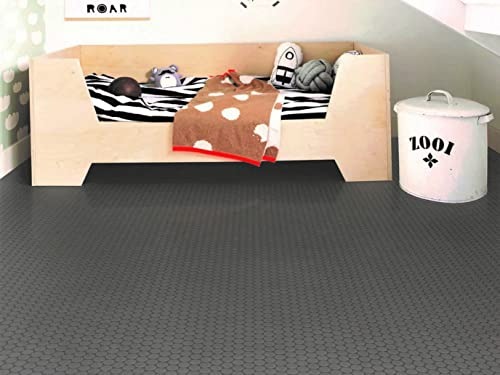 PVC Bodenbelag Vinylboden mit dunkel grauen Punkten, Zuschnitt (2m breit, 1,5m lang)
