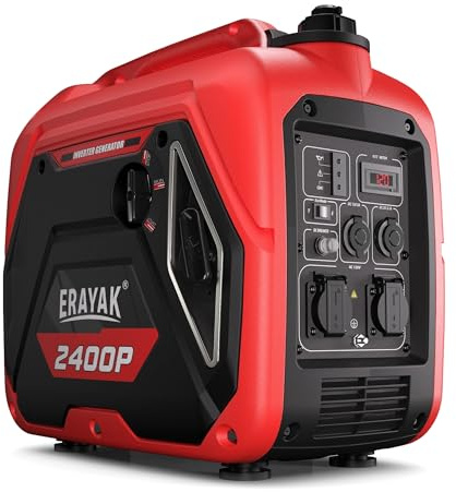ERAYAK 2400W Portable Inverter Generator for Home Use, Super Quiet Small Generator for Camping Outdoor Emergency Power Backup, Gas Powered Engine, EPA, ECO Mode