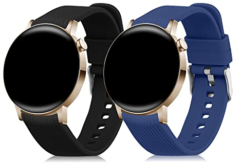 kwmobile Bracelet Compatible avec Huawei Watch GT 3 Pro (43mm) / Watch GT 3 (42mm) - Set 2X Bracelet de Rechange en Silicone pour Fitness Tracker - Noir-Bleu foncé