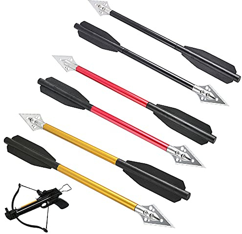 surwolf 6.7 Aluminum Crossbow Arrow Pistol Crossbow Arrow OD6mm Crossbow Bolt 50lb-80lb Pistol Crossbow Precision Target Steel Tip Hunting Arrow (gold)