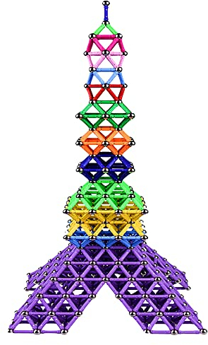Jokooan Magnetisch Bausteine 220 Stücke, Magnetische Sticks Magnetische Spielzeuge Konstruktionsspielzeug, STEM Montessori Spielzeug Intelligenz Lernspielzeug und Gehirn Training Set Für Kinder