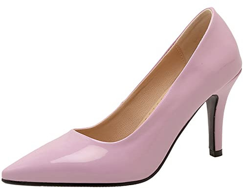CHICMARK Zapatos de tacón de aguja para mujer, sexy, con punta puntiaguda, Color lila claro., 46 EU