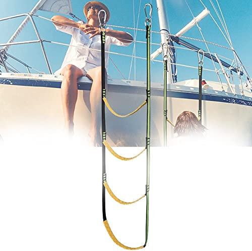 Strickleiter für Boot, Bootsleitern 4-Stufig Klappbar, Tragbare Einstiegsleiter für Boote für Schlauchboote, Kajaks, Jetskis, Kanus, Fischerboot