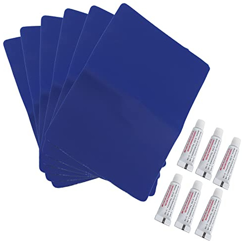 6 Pack PVC Heavy Duty Inflatable Boat Repair Patch Kit with Glue 185mm*125mm Rubber Boat Waterproof Patches Adhesive Repair Accessory Kit for Inflatable Boat Canoe Kayak